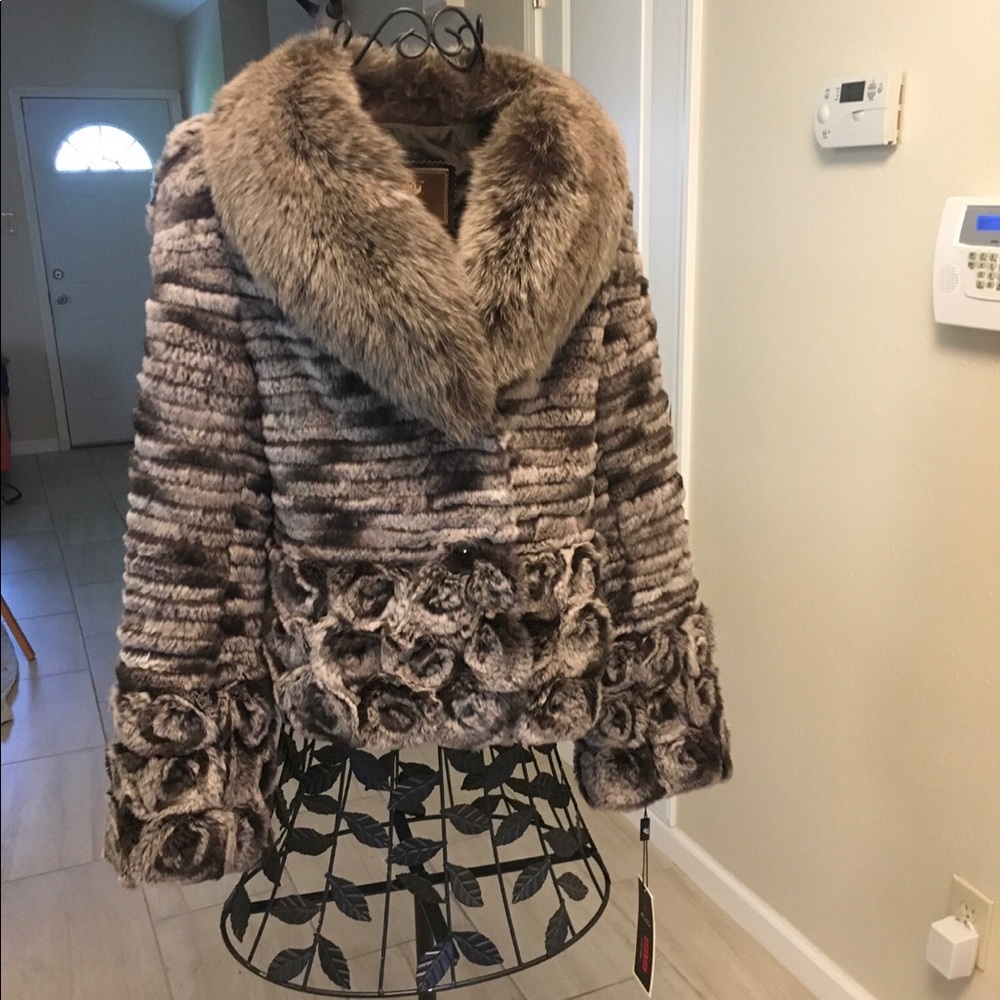 NWT - Genuine Fox & Rabbit Fur Coat